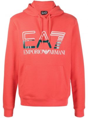 Hoodie Ea7 Emporio Armani röd