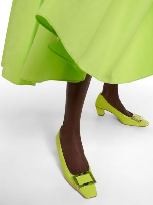 Кожени полуотворени обувки от лакирана кожа Roger Vivier зелено