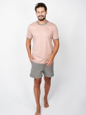 Melanžové kalhoty s krátkými rukávy Italian Fashion růžové