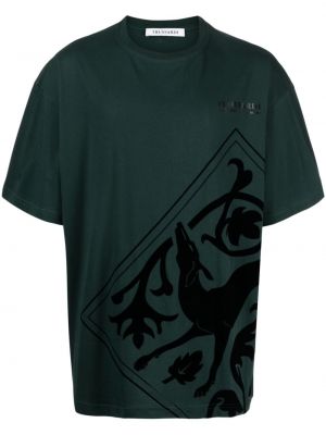 Bavlnené tričko s potlačou Trussardi zelená