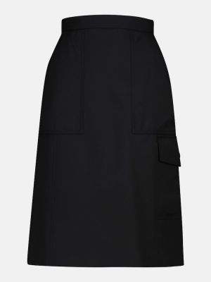 Midi sukňa s vysokým pásom Moncler čierna