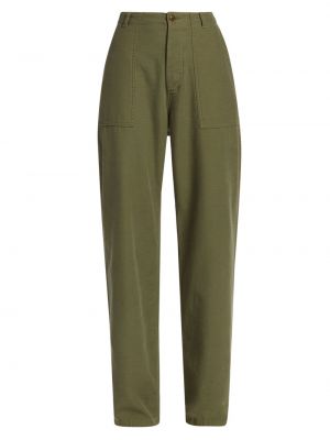 Хлопковые брюки карго R13 зеленые