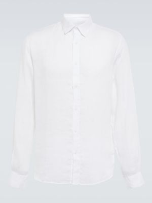 Λινό πουκάμισο Sunspel λευκό