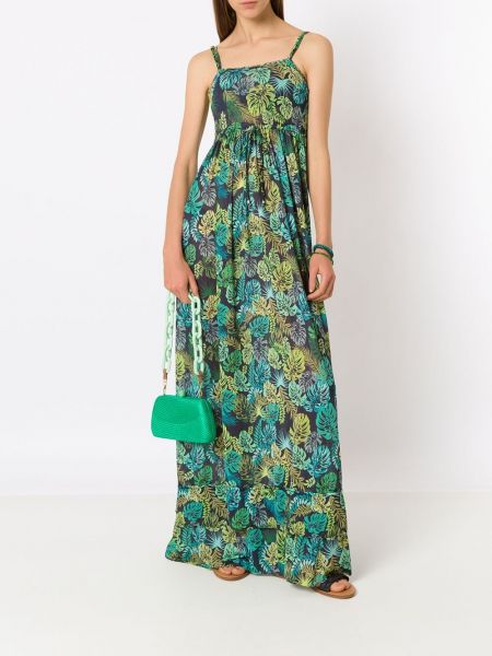 Sukienka długa z nadrukiem w tropikalny nadruk Amir Slama zielona