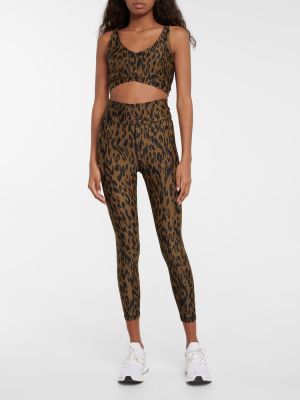 Teplákové nohavice s potlačou s leopardím vzorom s tropickým vzorom The Upside hnedá