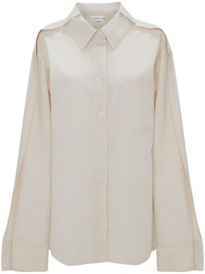 Plisirana bombažna srajca Victoria Beckham bela