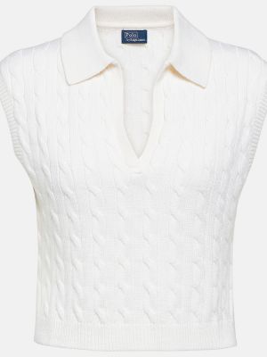 Chaleco de lana con trenzado Polo Ralph Lauren blanco