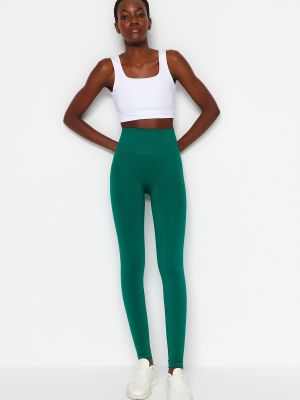 Sportovní kalhoty s vysokým pasem Trendyol zelené