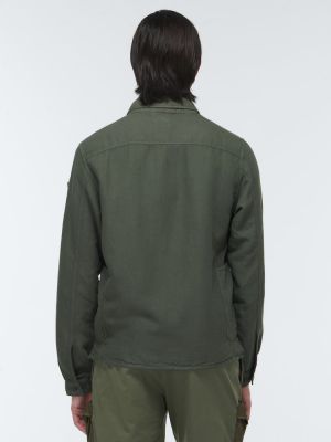 Bavlnená ľanová košeľa C.p. Company zelená