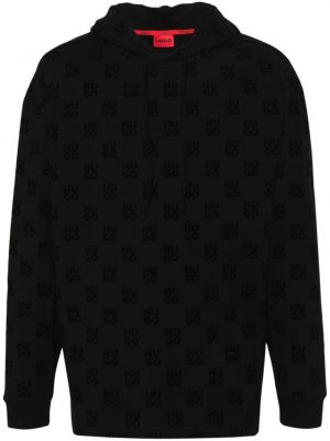 Žakarda kapučdžemperis Hugo melns