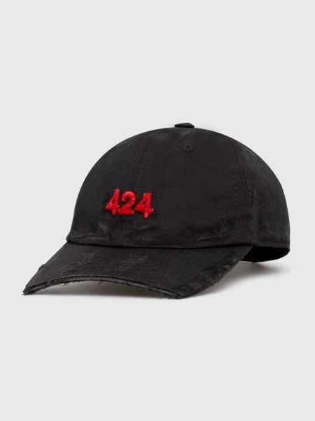 Βαμβακερό καπέλο με φθαρμένο εφέ 424 μαύρο