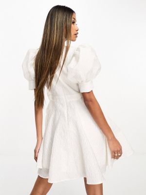Жаккард платье мини с пышными рукавами Forever Unique
