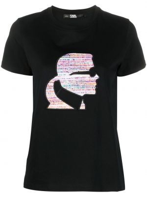 T-shirt con stampa Karl Lagerfeld nero