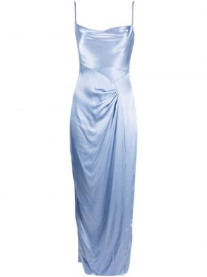 Modré drapované dlouhé šaty Suboo