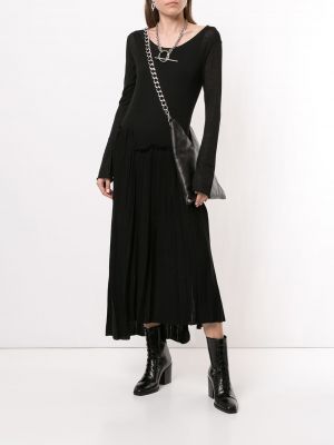 Vestido asimétrico plisado Yohji Yamamoto negro
