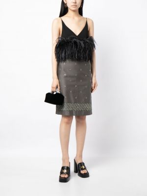 Křišťálové midi sukně Prada Pre-owned šedé