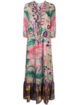 Svilena obleka s potiskom z abstraktnimi vzorci Pierre-louis Mascia