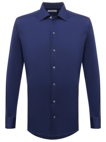 Кашемировая шелковая рубашка Loro Piana синяя