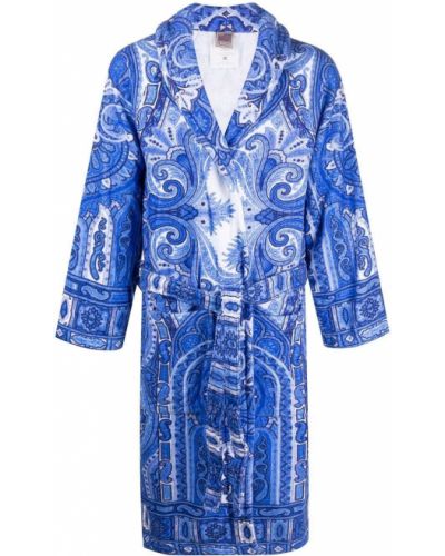 Robe longue en cachemire à imprimé Etro Home bleu