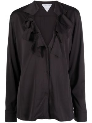 Блуза с v-образно деколте с волани Bottega Veneta Pre-owned кафяво