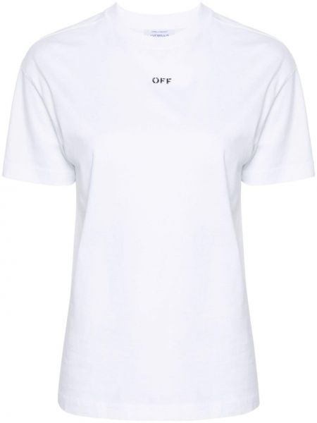 Pruhované bavlněné tričko Off-white bílé