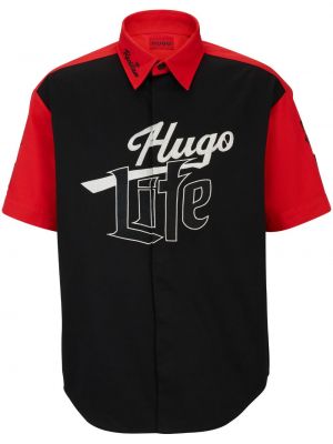 Памучна риза с принт Hugo