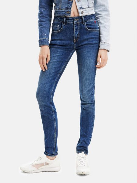 Синие джинсы скинни Desigual