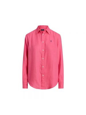 Lniana koszula relaxed fit Polo Ralph Lauren różowa