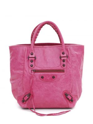 Δερμάτινη τσάντα shopper Balenciaga Pre-owned ροζ