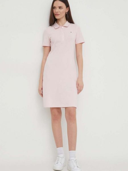 Sukienka mini dopasowana Tommy Hilfiger różowa