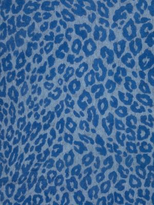Kašmira šalle ar apdruku ar leoparda rakstu Mouleta zils
