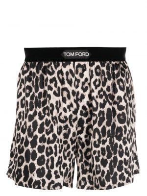 Seiden boxershorts mit print mit leopardenmuster Tom Ford schwarz