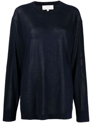 Bavlnený sveter s okrúhlym výstrihom Studio Nicholson modrá