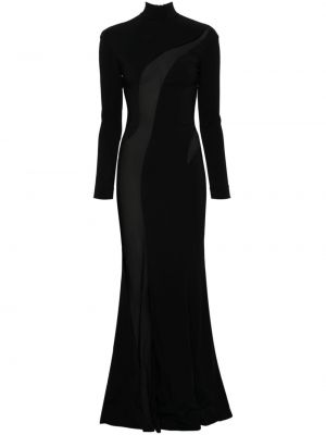 Mrežasta večernja haljina Mugler crna