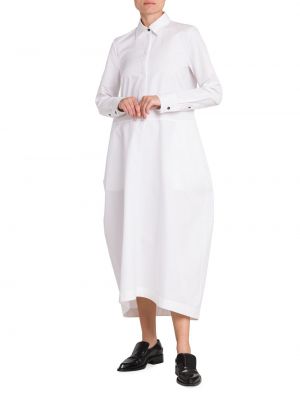 Льняное платье-рубашка Jil Sander белое