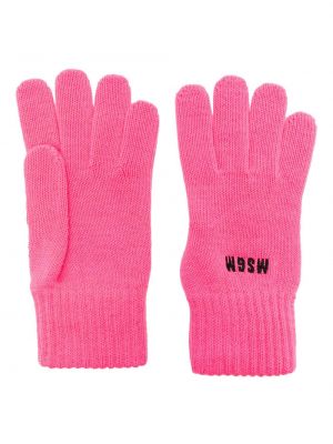 Pletené rukavice s výšivkou Msgm Růžové