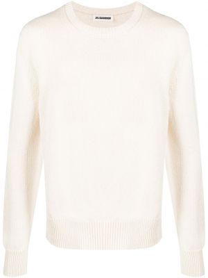 Pletený sveter s okrúhlym výstrihom Jil Sander biela