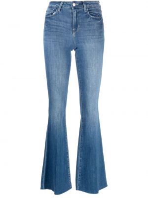 Zvonové džíny s vysokým pasem L'agence modré