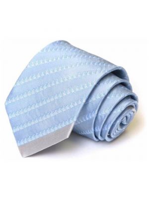 Голубой шелковый галстук в полоску Azzaro