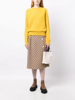 Vlněný svetr s kulatým výstřihem Ymc žlutý