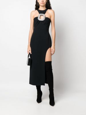 Křišťálové večerní šaty s přezkou David Koma černé