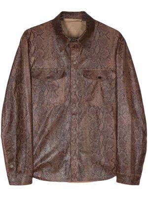 Kožna jakna s printom sa zmijskim uzorkom Salvatore Santoro