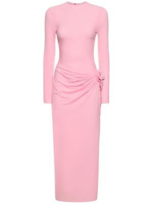 Drapované dlouhé šaty jersey Magda Butrym růžové