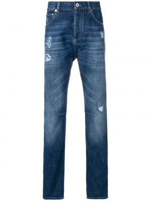 Jeans med normal passform med sliten Brunello Cucinelli blå