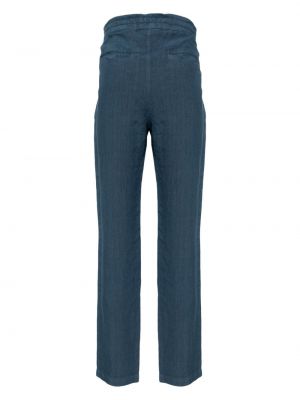 Lniane proste spodnie 120% Lino niebieskie