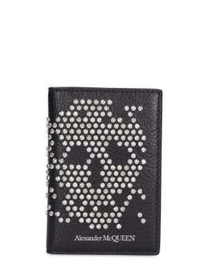 Kožená peňaženka s cvočkami Alexander Mcqueen čierna