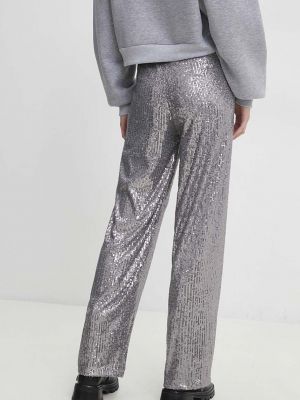 Kalhoty s vysokým pasem Answear Lab stříbrné