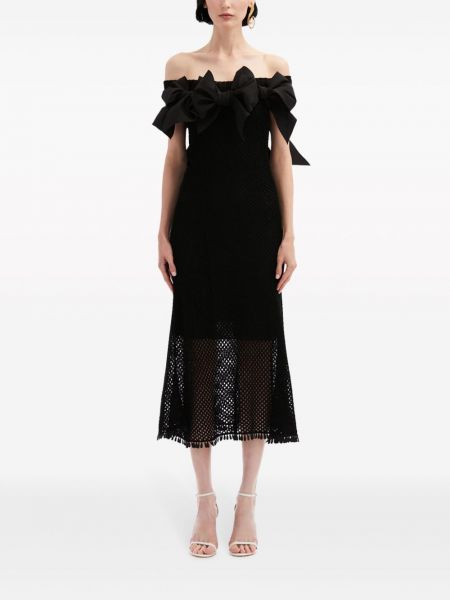 Midi šaty s mašlí Oscar De La Renta černé