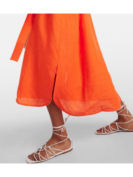 Lněné midi šaty Eres oranžové