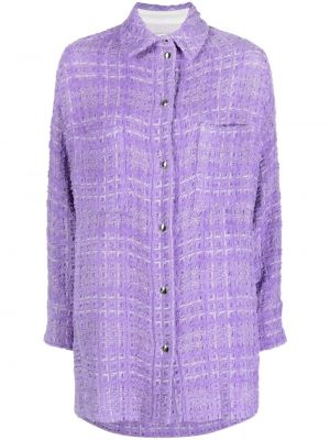 Tweed daunenjacke mit geknöpfter Iro lila